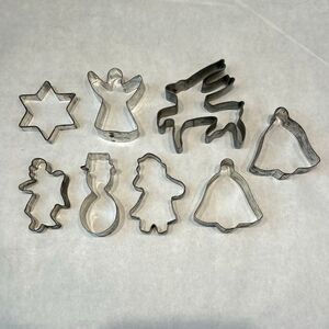 Vtg SET Aluminum Cookie Cutter Metal Christmas Holiday Star Reindeer Snowman Ang